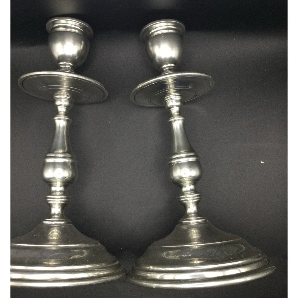 Vintage Shirley metal Candlestick Pair Hand Made USA Height 8